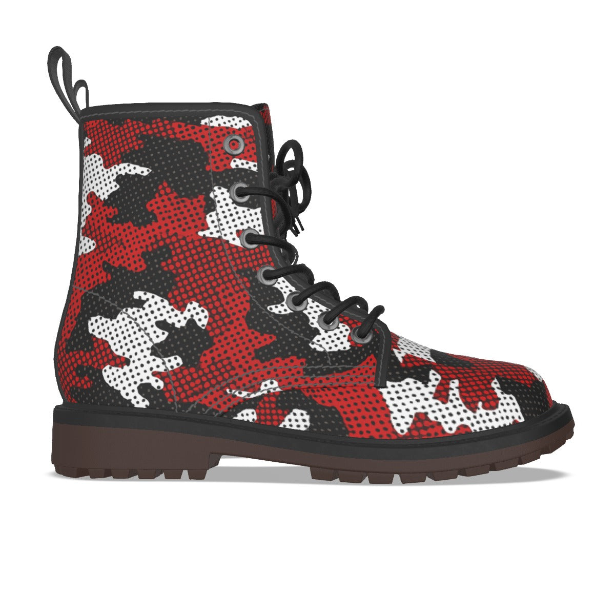 Urban Legend Louisville Red and Black Camo Martin Short Boots – Cardinals-Inspired Streetwear for Ga