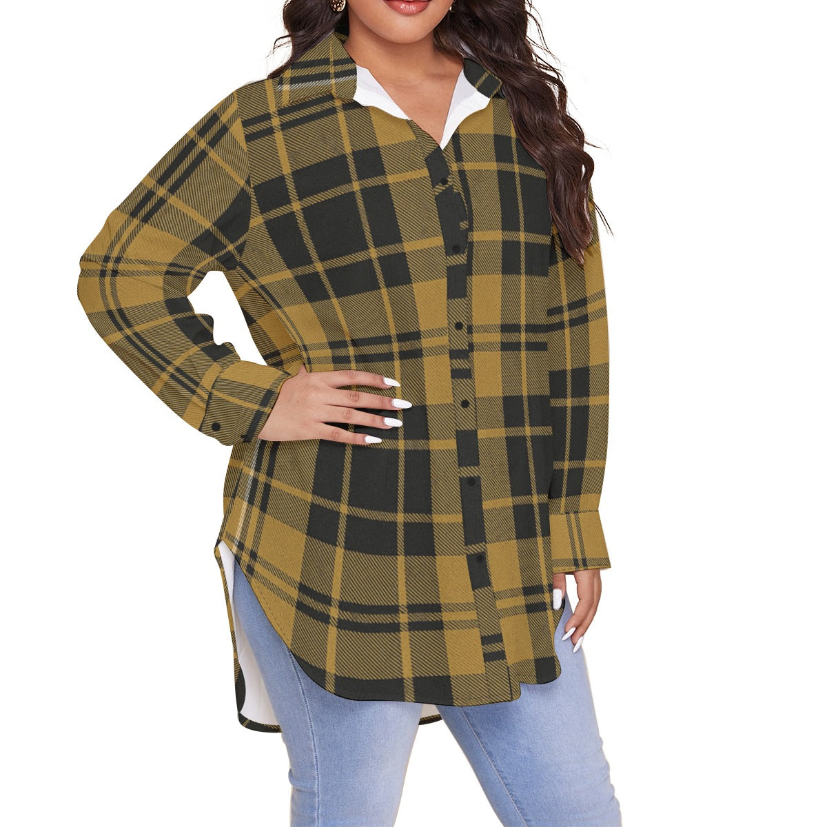 Central Florida - Knights Tartan plaid  Women's Shirt With Long Sleeve(Plus Size)