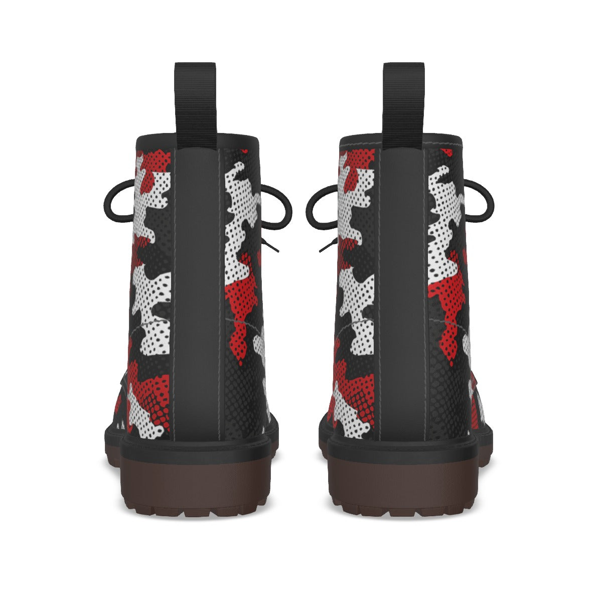 Urban Legend Utah Red, Black, and White Camo Martin Short Boots – Utes-Inspired Streetwear for Game