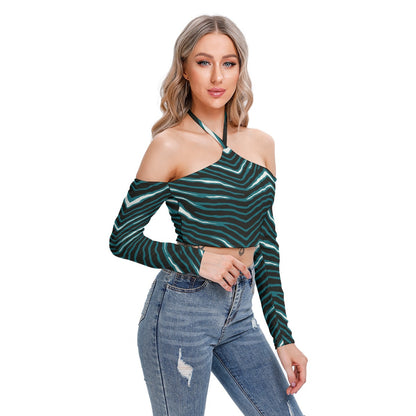 Philadelphia Football Game Day All-Over Print Women's Halter Lace-up Top