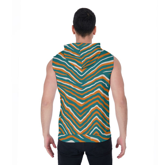 Miami Football Game Day All-Over Print Men's Zipper-Up Sleeveless Hoodie