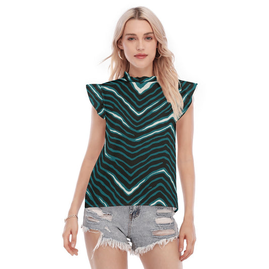 Philadelphia Football Game Day All-Over Print Women's Blouse With Ruffle Collar And Sleeve