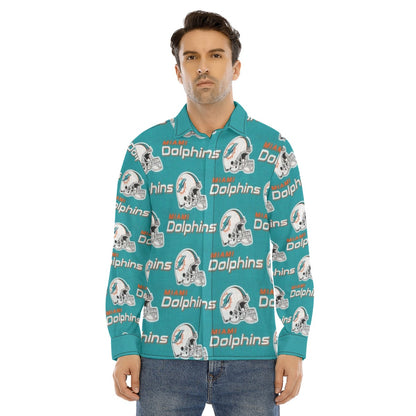 Miami Football Game Day All-Over Print Men's Lapel Collar Shirt With Concealed Placket