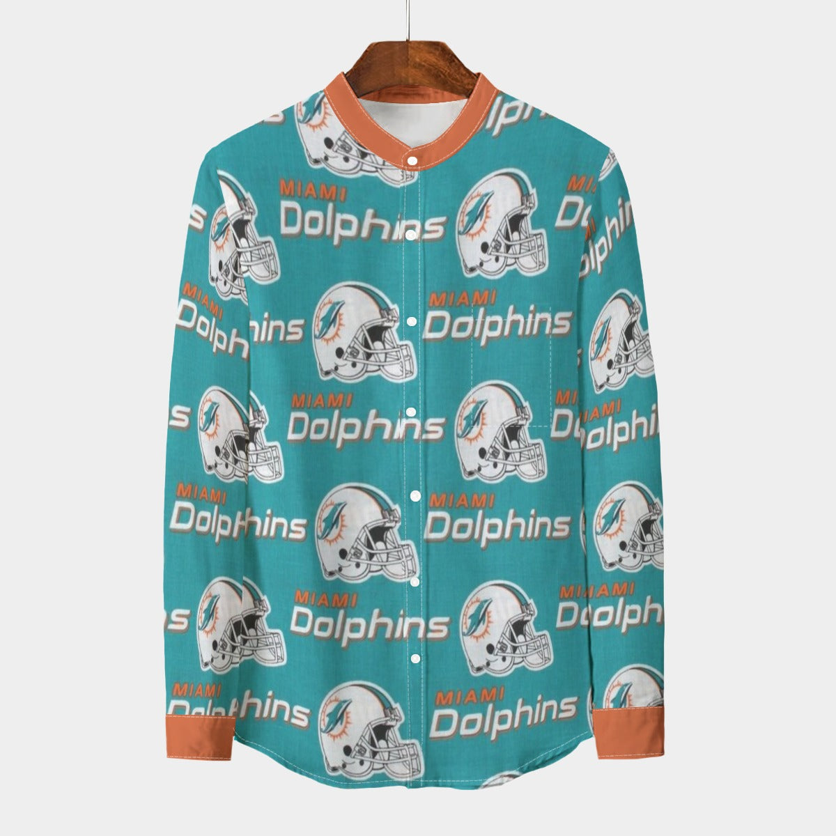 Urban Legend Miami Dolphins Stand Collar Shirt With Long Sleeve | 110GSM Imitation Flax