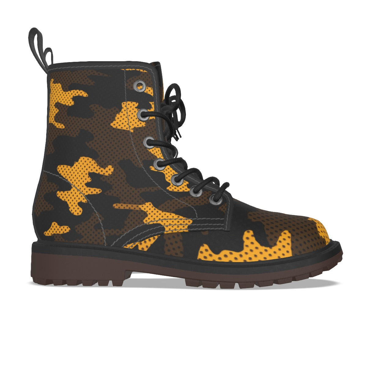 Urban Legend Central Florida Black and Gold Camo Martin Short Boots – Bold Knights-Inspired Streetwe