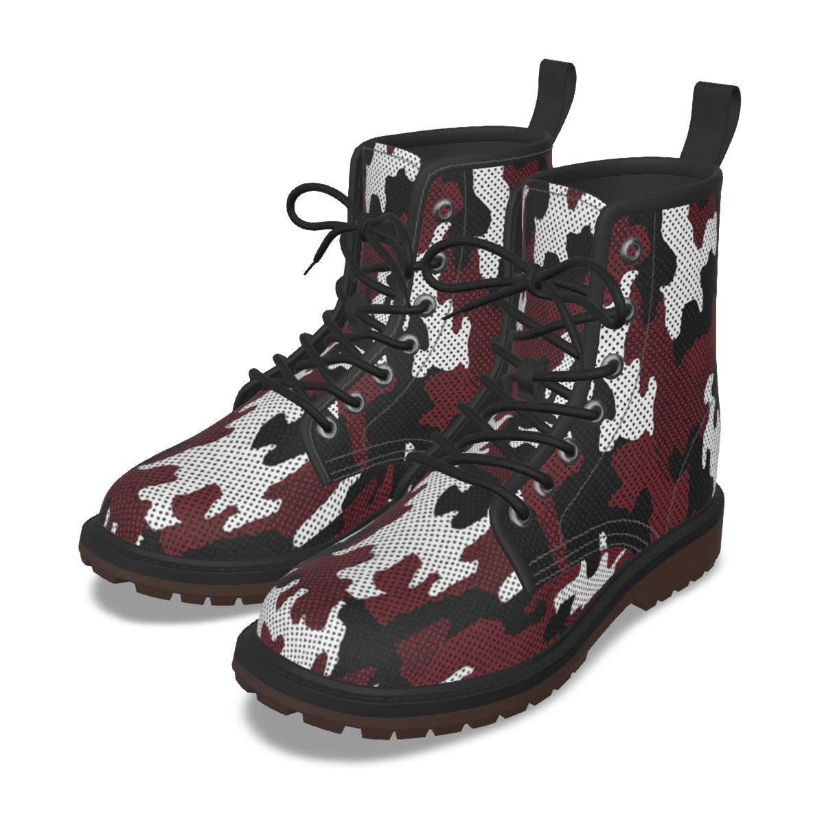 Urban Legend Texas A&M Maroon and White Camo Martin Short Boots – Aggies-Inspired Streetwear for Gam