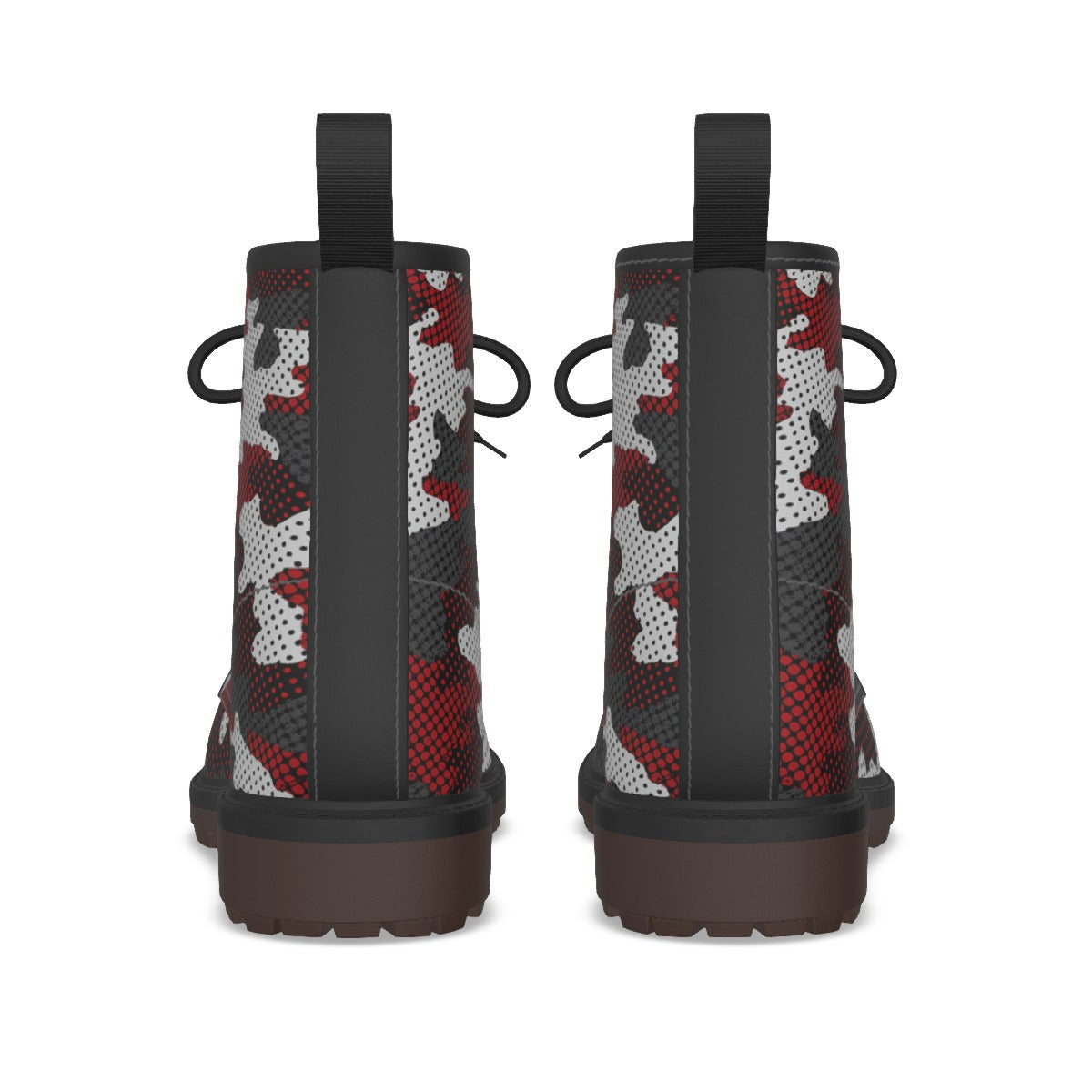 Urban Legend Arkansas Red and White Camo Martin Short Boots – Rugged College Streetwear for Game Day