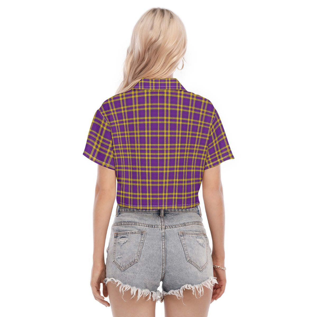 Louisiana Tartan Laid Tigers Lsu Women's Cropped Shirt