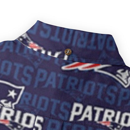 New England Football Game Day All-Over Print Men's Casual Lapel Long Sleeve Shirt|125GSM Cotton