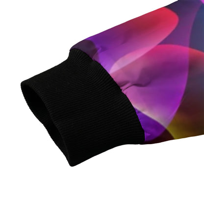 Neon Nights -bright-seamless-colorful smoke shapes Fleece Bomber Jacket
