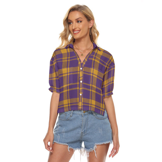 Urban Legend Louisiana Tigers Tartan Plaid Women's V-Neck Shirt – Purple and Gold College Streetwear