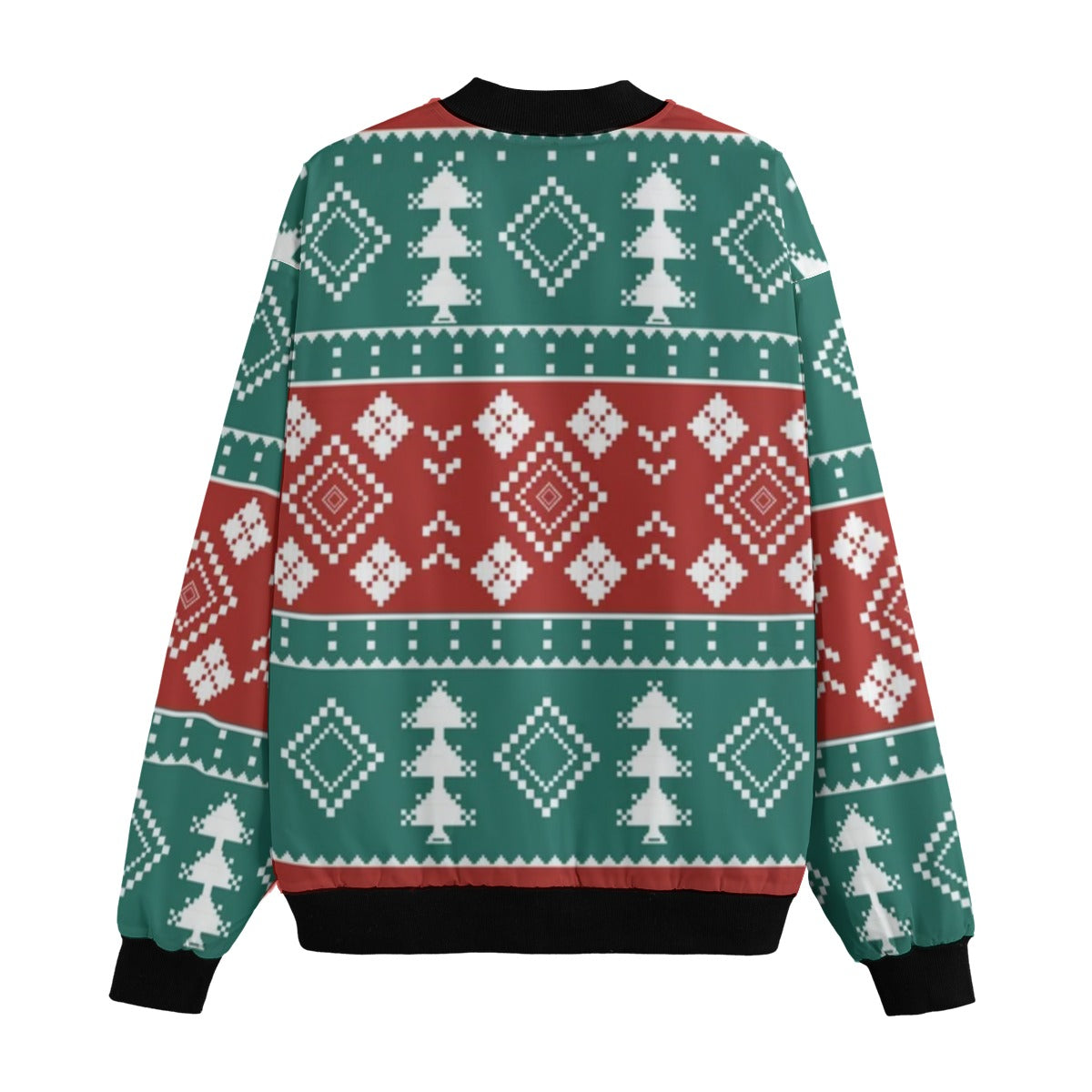 Urban Legend Snow Inspired Pattern Christmas Festive Fleece green red Bomber Jacket