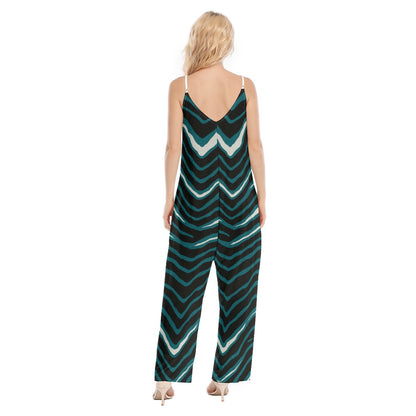 Philadelphia Football Game Day All-Over Print Women's Loose Cami Jumpsuit