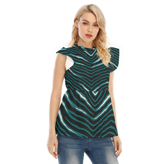 Philadelphia Football Game Day All-Over Print Women's Blouse With Lotus Leaf Lace