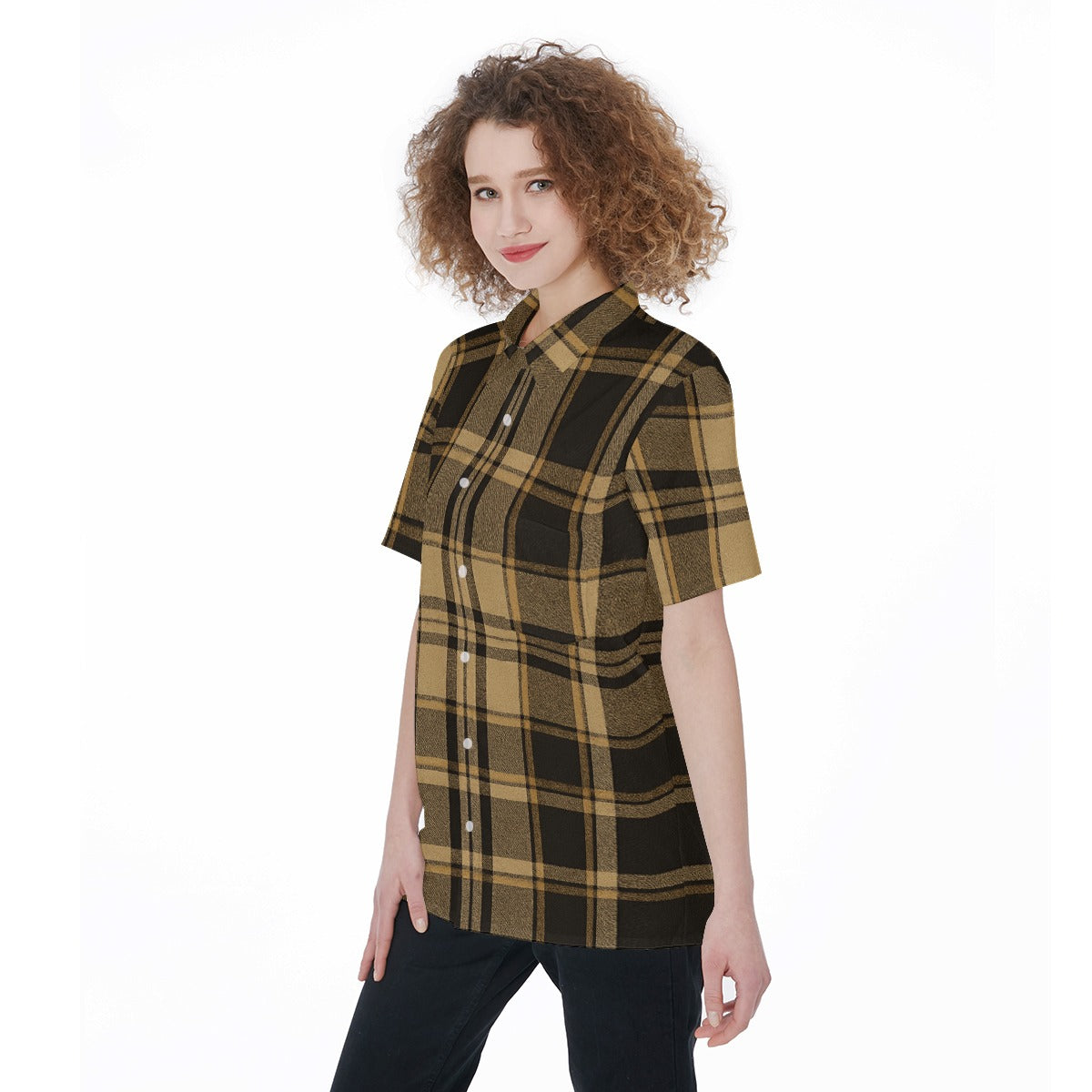 Colorado Tartan Plaid Women's Short Sleeve Shirt With Pocket