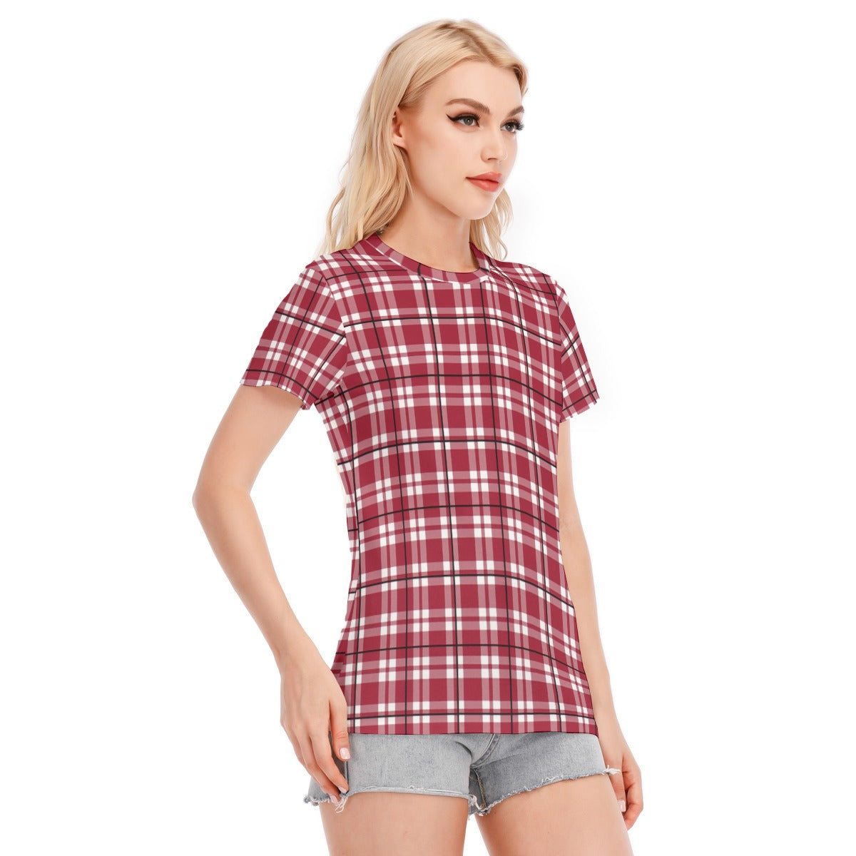 Alabama Tartan plaid Women's Round Neck T-Shirt | 190GSM Cotton