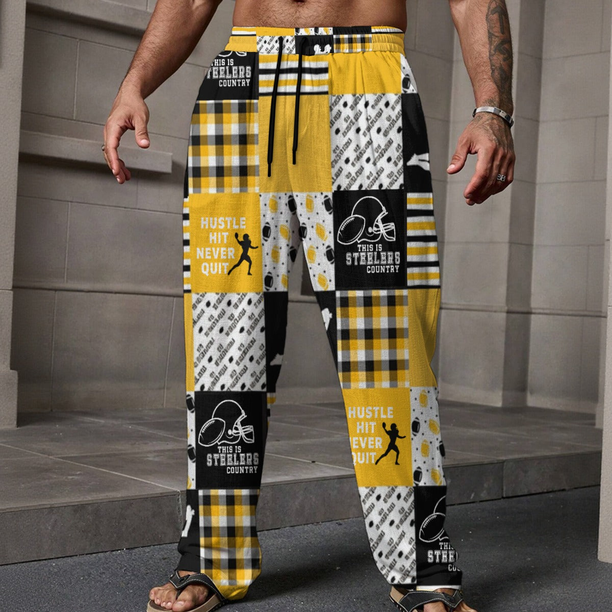 All-Over Print Men's Loose Casual Pants With Pocket