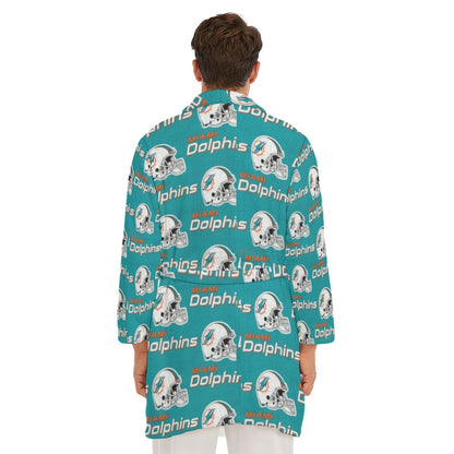 Miami Football Game Day All-Over Print Men's Borg Fleece Robe