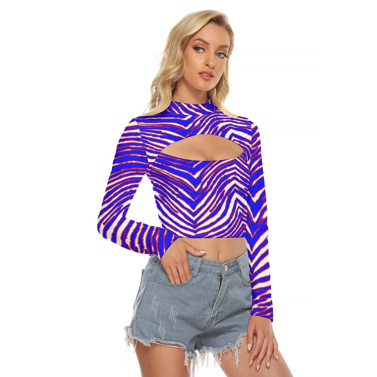 Buffalo Bills Zubaz Women's Hollow Chest Keyhole Tight Crop Top