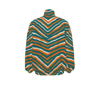 Miami Football Game Day All-Over Print Unisex Turtleneck Zippered Sweatshirt