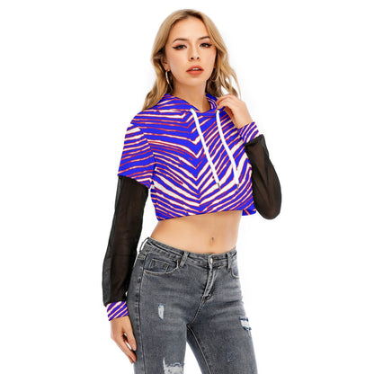 Buffalo Bills Zubaz Women's Fake Two-piece Mesh Sleeve Cropped Hoodie