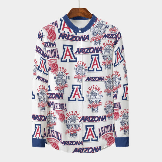 Arizona - Wildcats Stand Collar Shirt With Long Sleeve|110GSM Imitation Flax