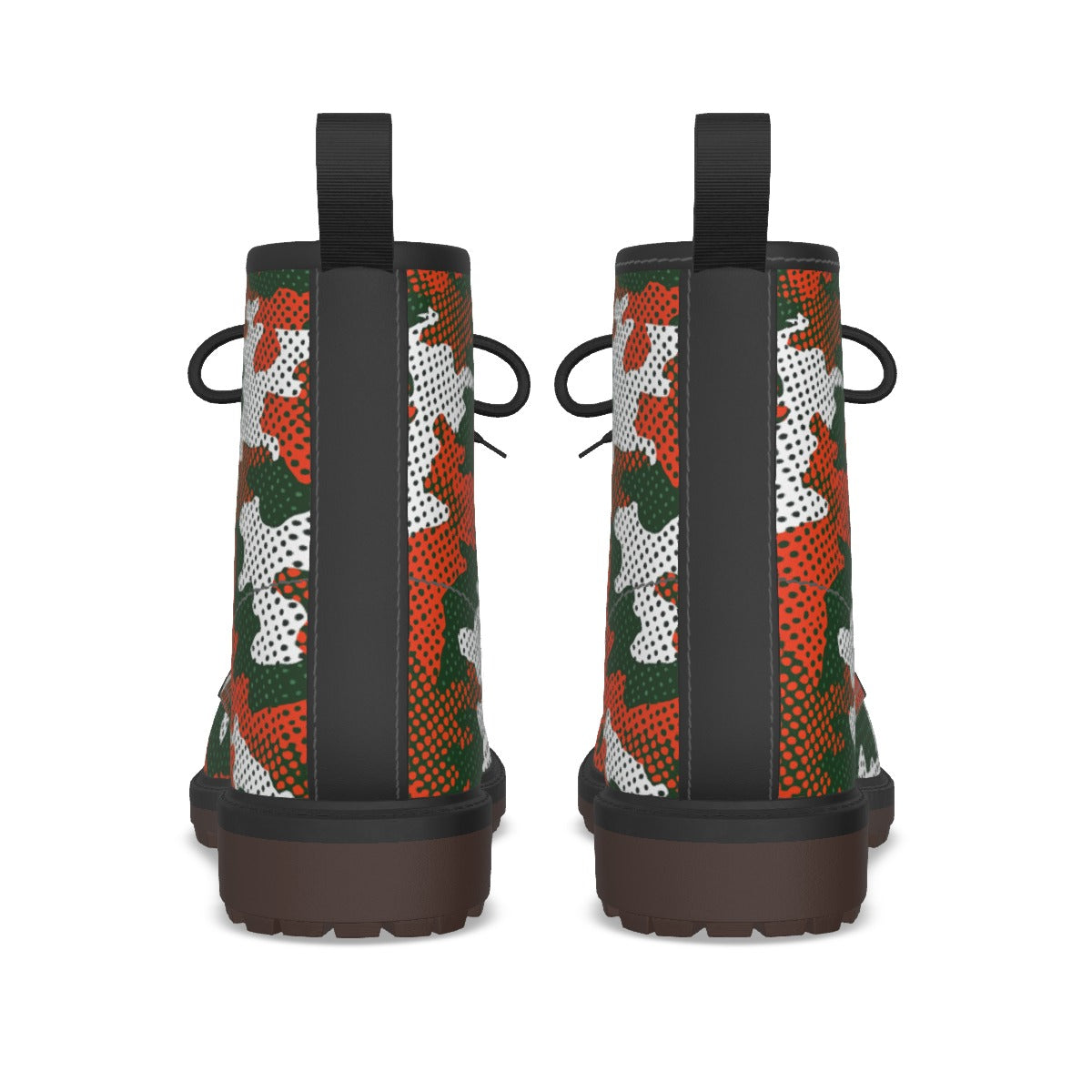 Urban Legend Miami Orange and Green Camo Martin Short Boots – Hurricanes-Inspired Streetwear for Gam