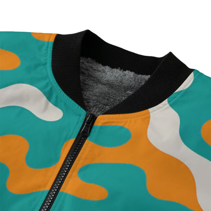 Miami Dolphins Camo Fleece Bomber Jacket – Aqua, Orange and White NFL Streetwear
