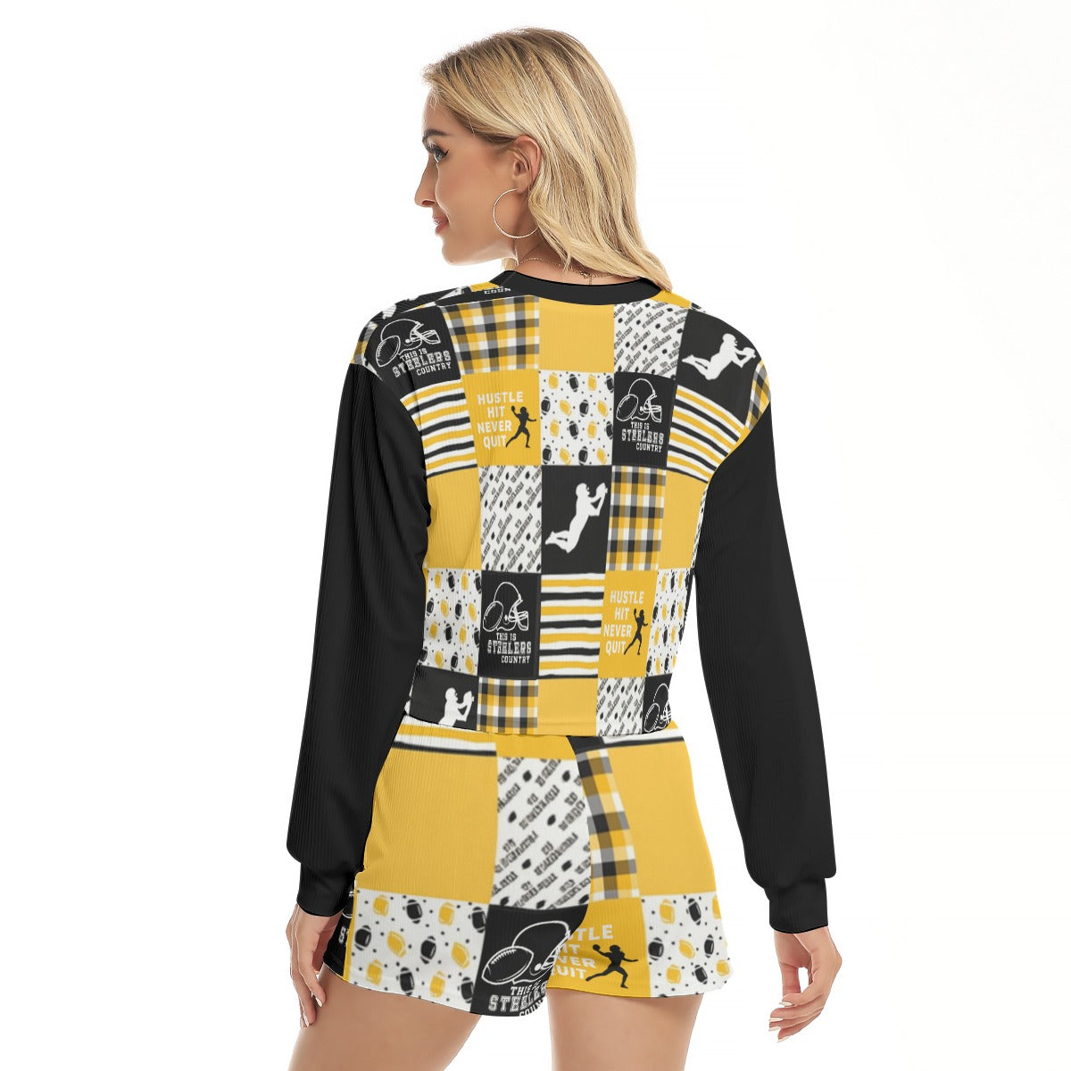 All-Over Print Women's Short Sweatshirt And Pants Suit