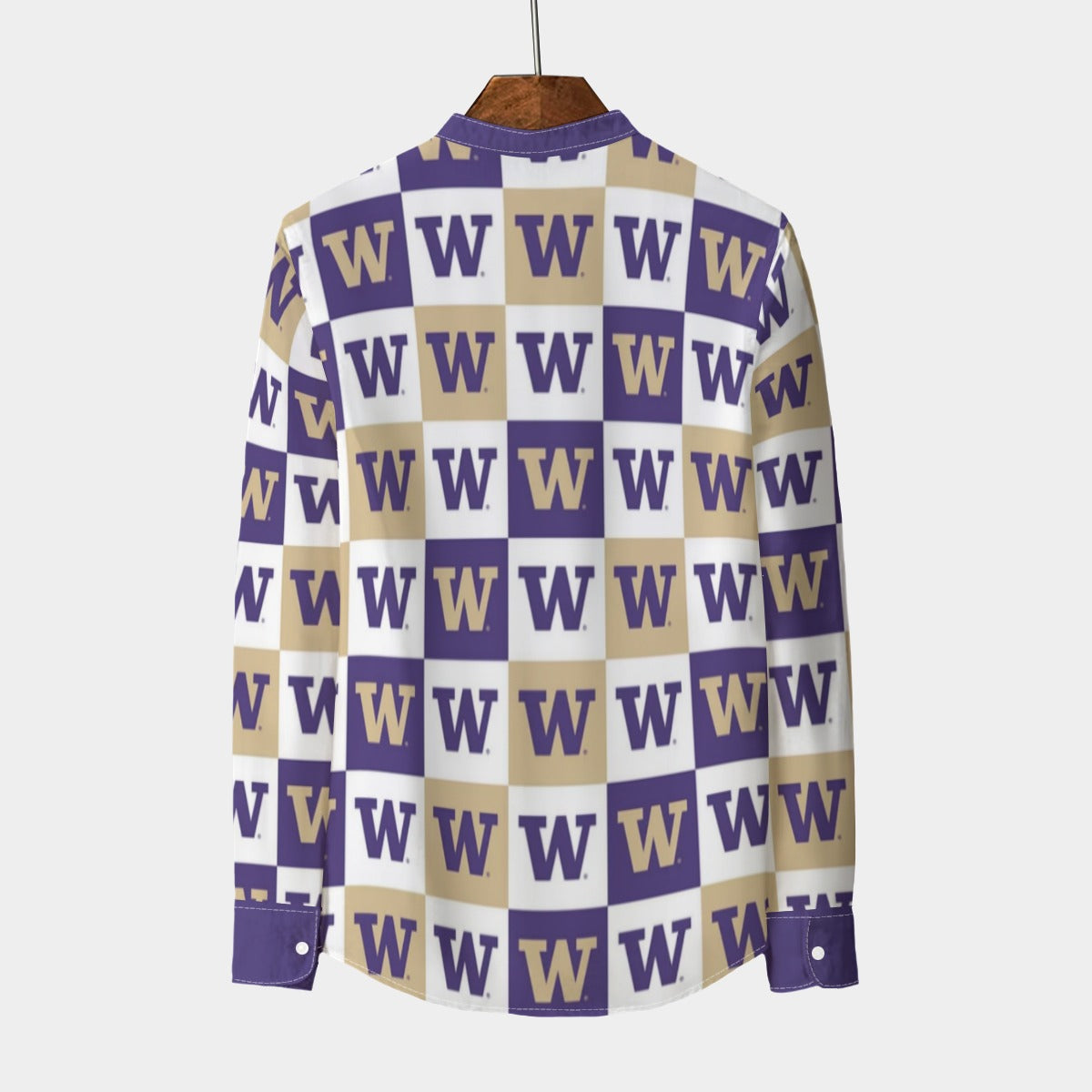 Washington - Huskies Stand Collar Shirt With Long Sleeve|110GSM Imitation Flax