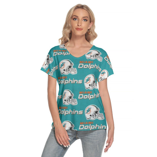 Miami Football Game Day All-Over Print Women's Loose V-neck Short Sleeve T-shirt
