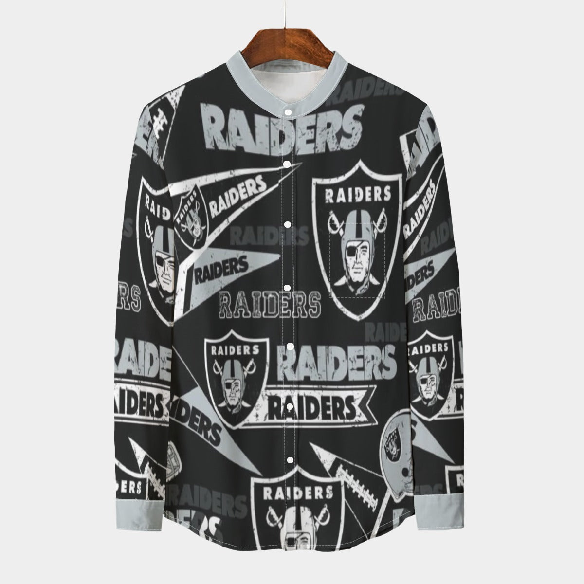 Urban Legend Las Vegas Raiders Stand Collar Shirt With Long Sleeve | 110GSM Imitation Flax