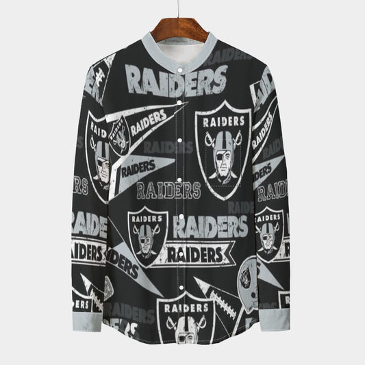 Urban Legend Las Vegas Raiders Stand Collar Shirt With Long Sleeve | 110GSM Imitation Flax