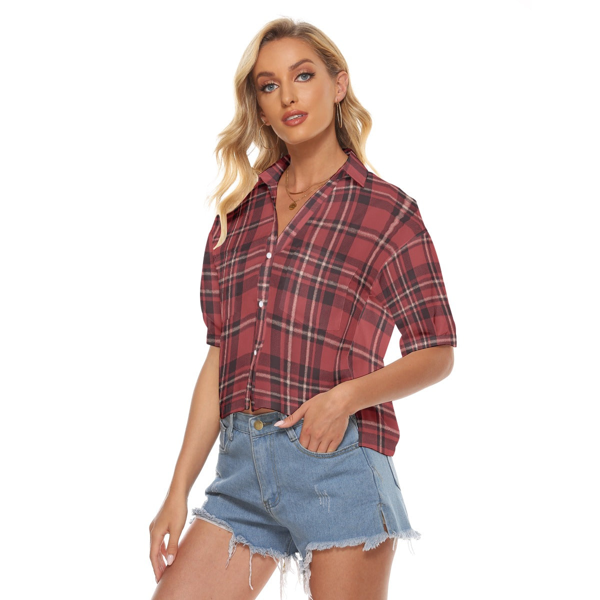 Arkansas Razorbacks Tartan Plaid Women's V-Neck Shirt – Bold College Heritage Meets Modern Streetwea