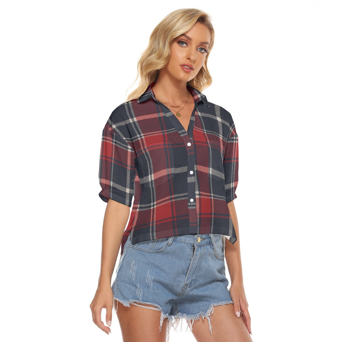 Urban Legend Mississippi Ole Miss Rebels Tartan Plaid Women's V-Neck Shirt – Red and Navy College St