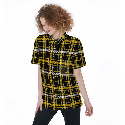 Missouri Tartan Plaid Tigers Women's Short Sleeve Shirt With Pocket