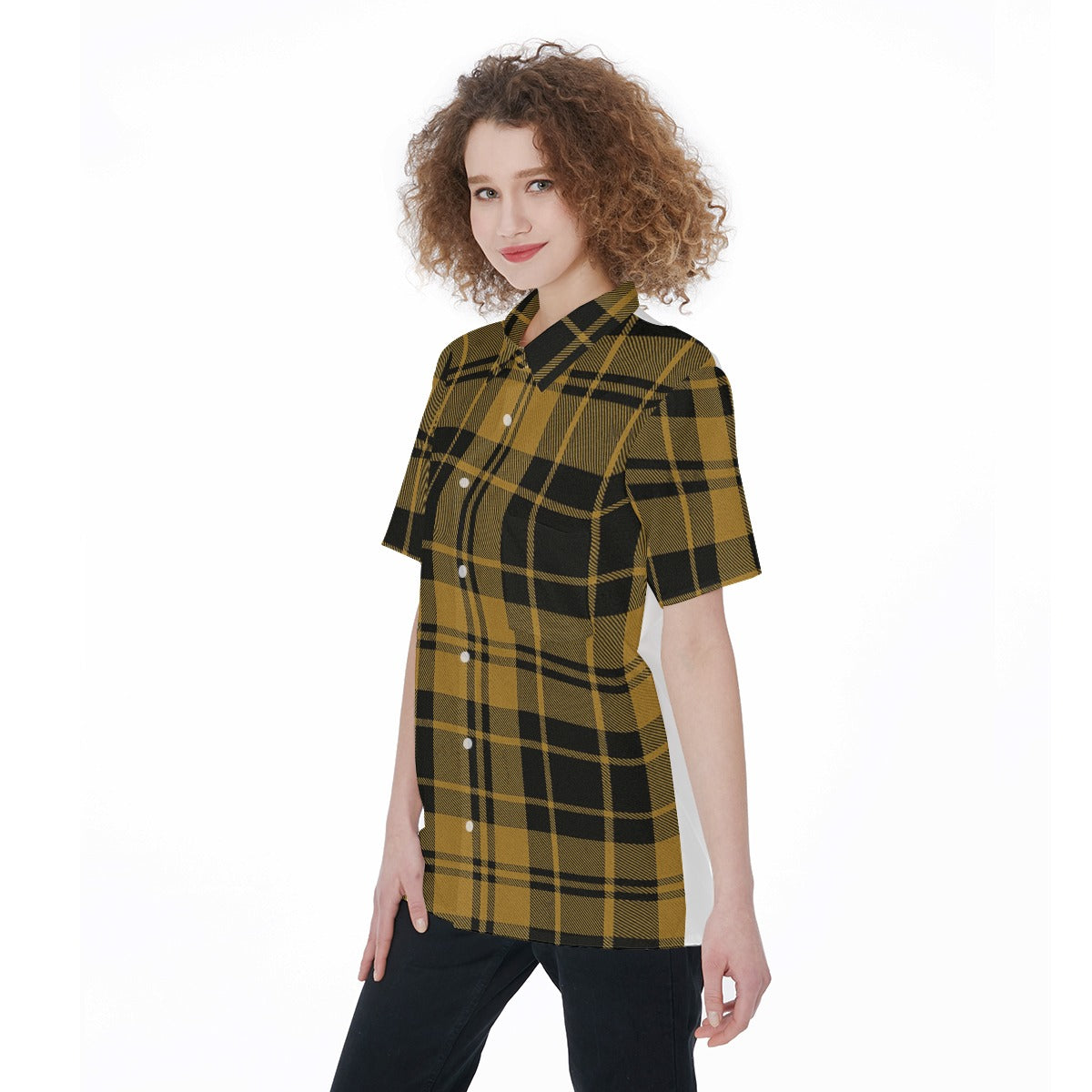 Central Florida tartan plaid  Women's Short Sleeve Shirt With Pocket