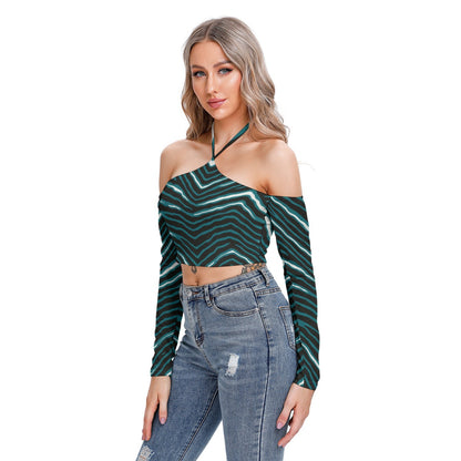 Philadelphia Football Game Day All-Over Print Women's Halter Lace-up Top