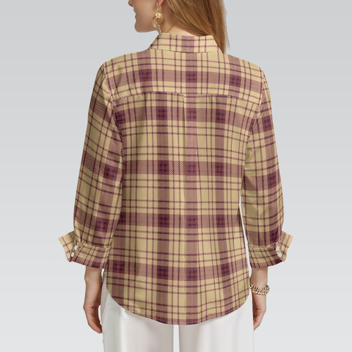 Florida  Seminoles Tartan Plaid Women's 3/4 Sleeve Shirt