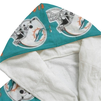 Miami Football Game Day All-Over Print Unisex Flannel Hooded bathrobe