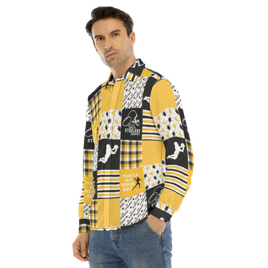 All-Over Print Men's Lapel Collar Shirt With Concealed Placket