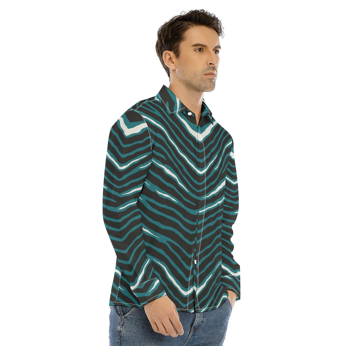 Philadelphia Football Game Day All-Over Print Men's Lapel Collar Shirt With Concealed Placket