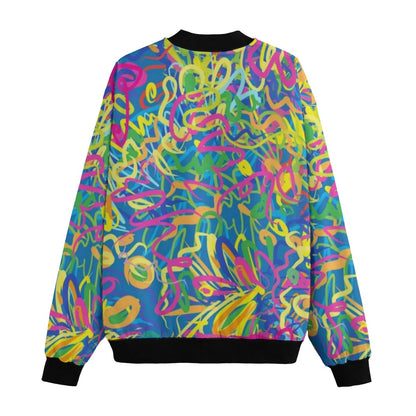 Wildstyle Graffiti Abstract Printing Fleece Bomber Jacket