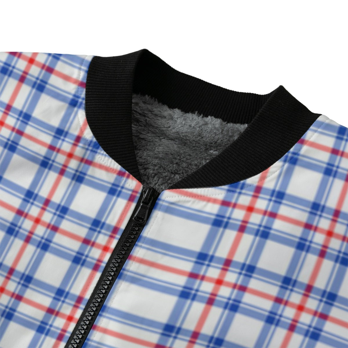 Fraser – red, blue and white tartan Fleece Bomber Jacket