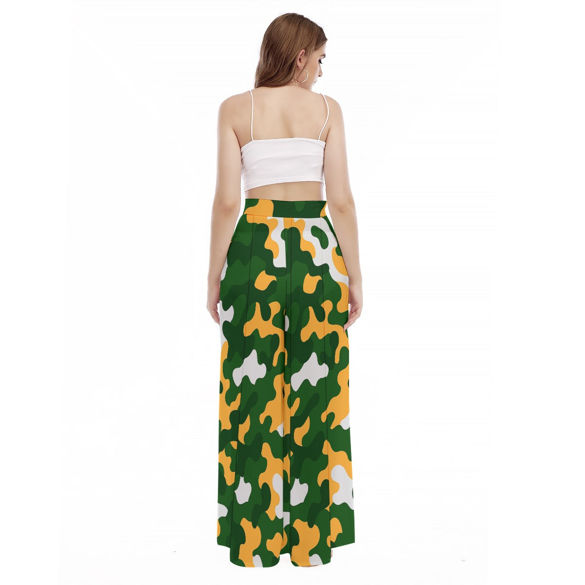 Green Bay Football Game Day All-Over Print Women's High Waist Wide Leg Trousers