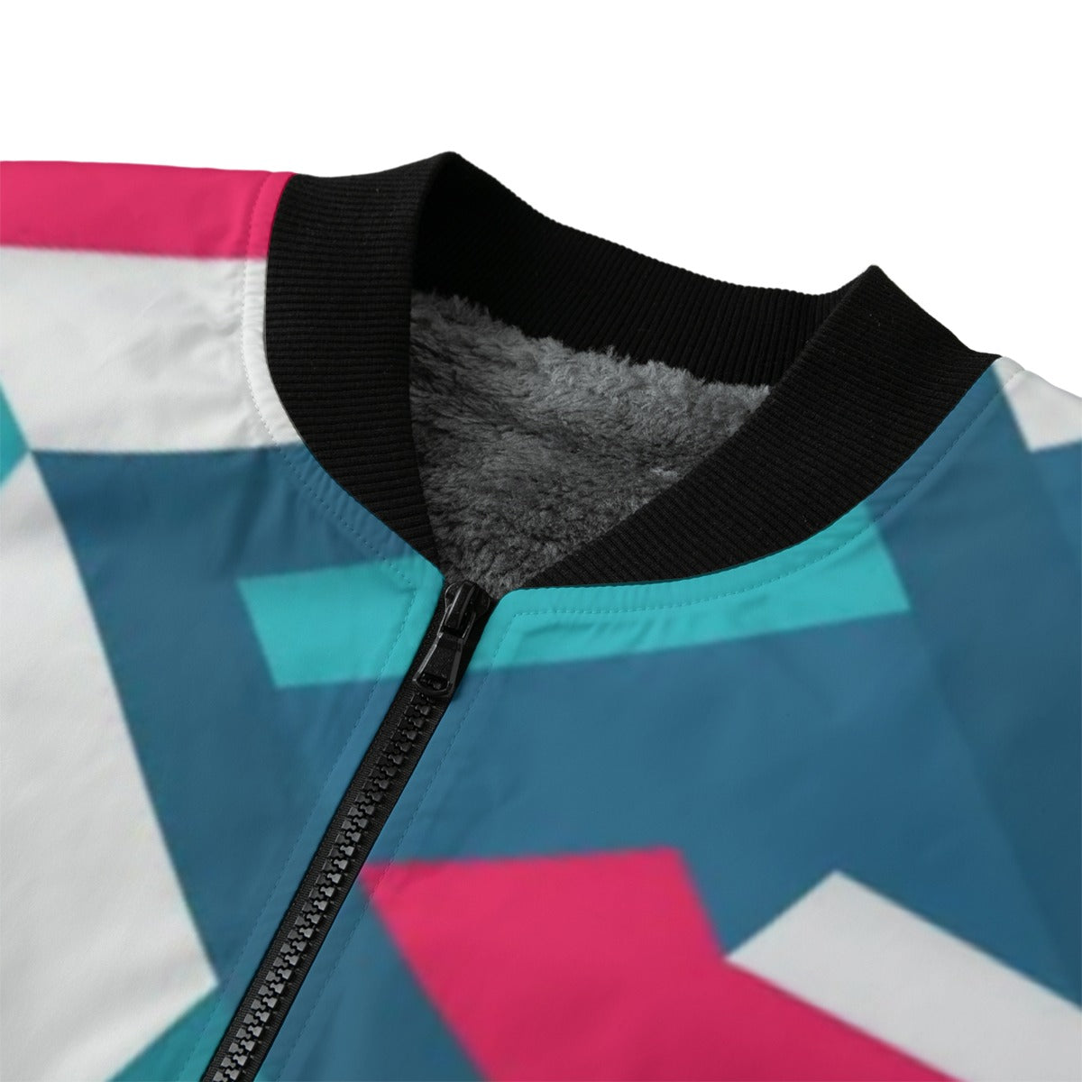 Urban Legend 90s Street Icons – Geometric Seamless Pattern Fleece Bomber Jacket