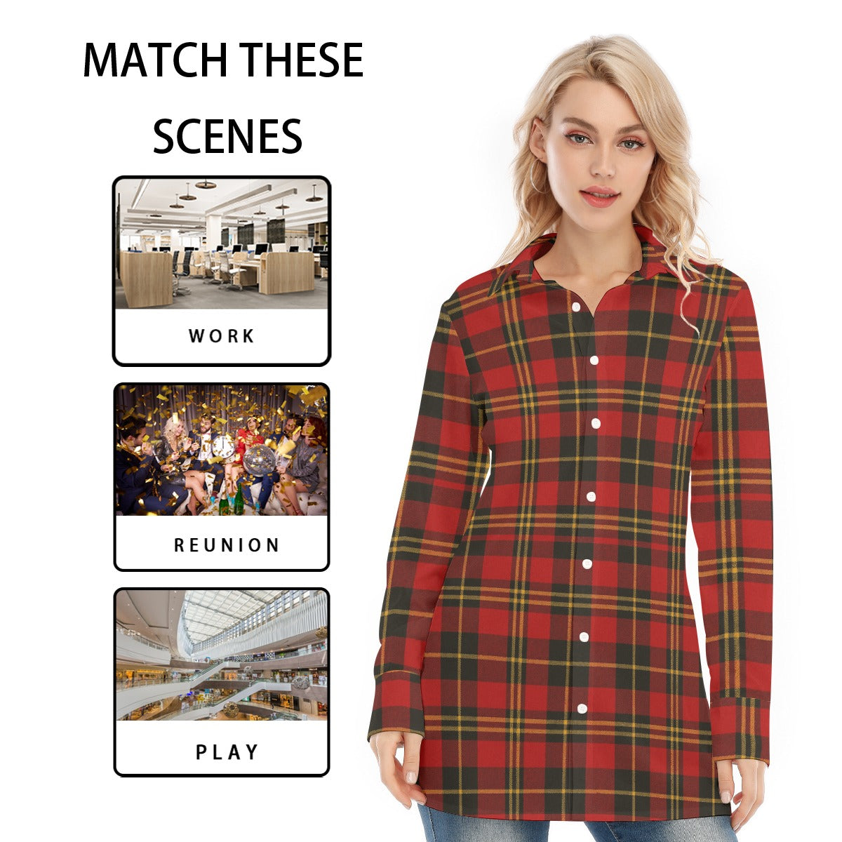 Maryland Tartan Plaid Terrapins Women's Long Shirt