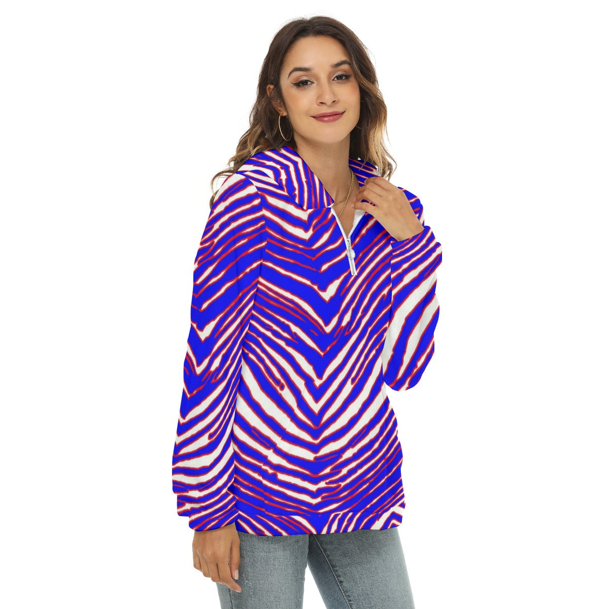 Buffalo Bills Zubaz Women's Borg Fleece Hoodie With Half Zip