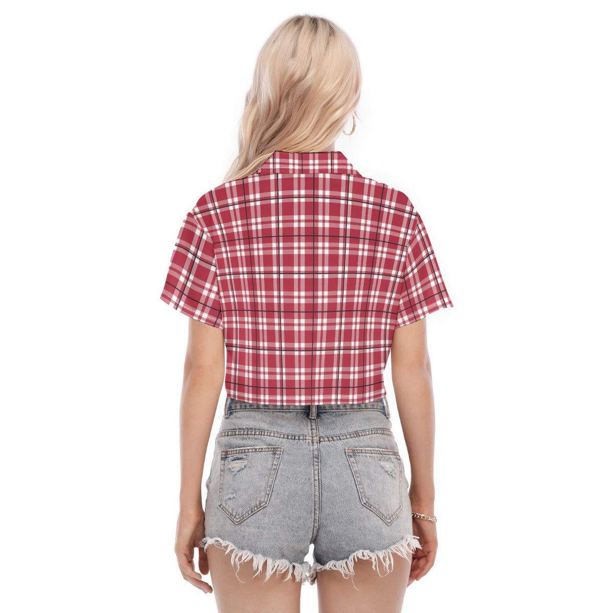 Arkansas - Razorbacks tartan Plaid  Women's Cropped Shirt