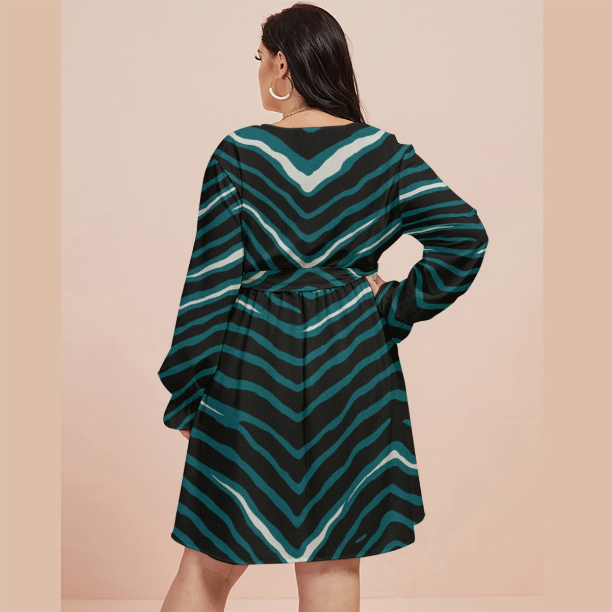 Philadelphia Football Game Day All-Over Print Women's V-neck Dress With Waistband(Plus Size)
